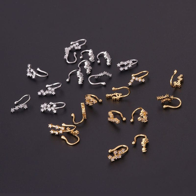 Chic CZ Inlaid Zodiac Non Piercing Nose Cuff Nose Ring - ArtGalleryZen