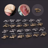 Thumbnail for Chic CZ Inlaid Zodiac Non Piercing Nose Cuff Nose Ring - ArtGalleryZen