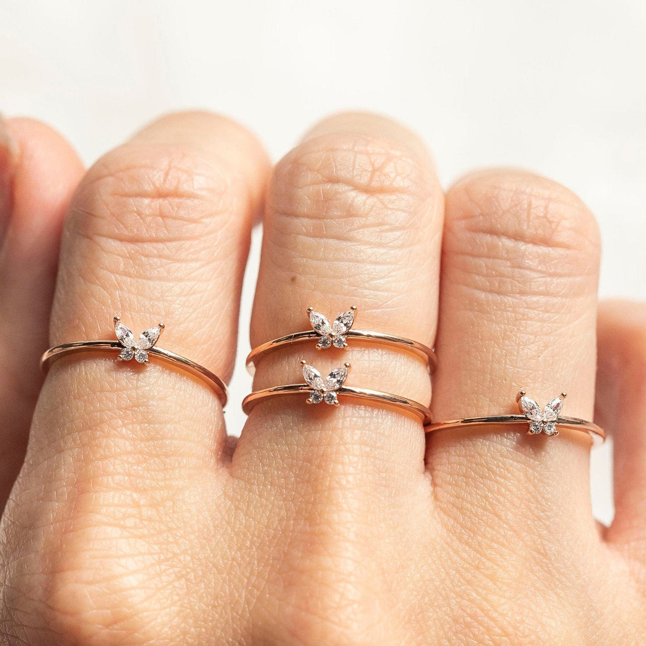 Chic CZ Opal Inlaid Floral Butterfly Bear Heart Ring - ArtGalleryZen