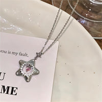 Thumbnail for Chic Dangling Heart Star Necklace - ArtGalleryZen