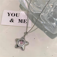 Thumbnail for Chic Dangling Heart Star Necklace - ArtGalleryZen