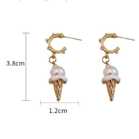 Chic Dangling Ice Cream Pearl Earrings - ArtGalleryZen