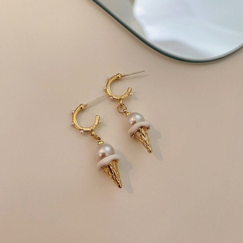 Chic Dangling Ice Cream Pearl Earrings - ArtGalleryZen