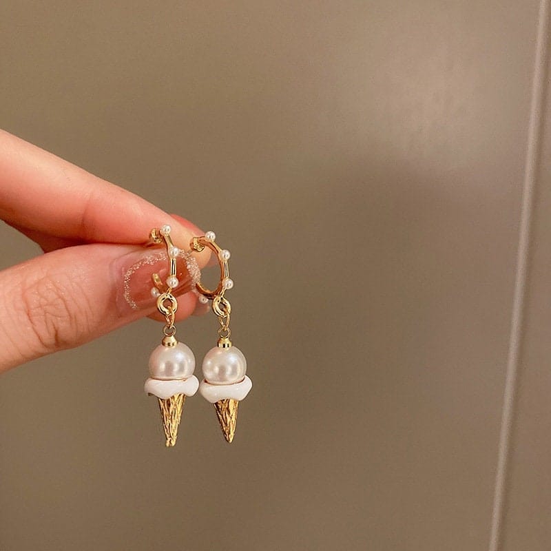 Chic Dangling Ice Cream Pearl Earrings - ArtGalleryZen