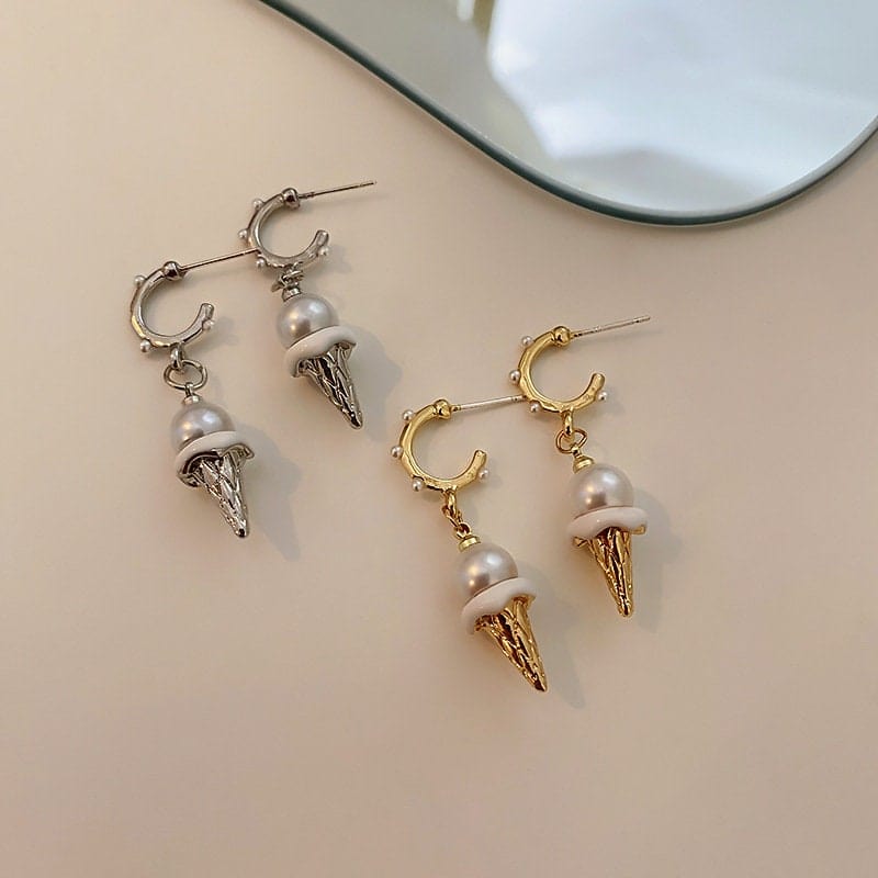 Chic Dangling Ice Cream Pearl Earrings - ArtGalleryZen