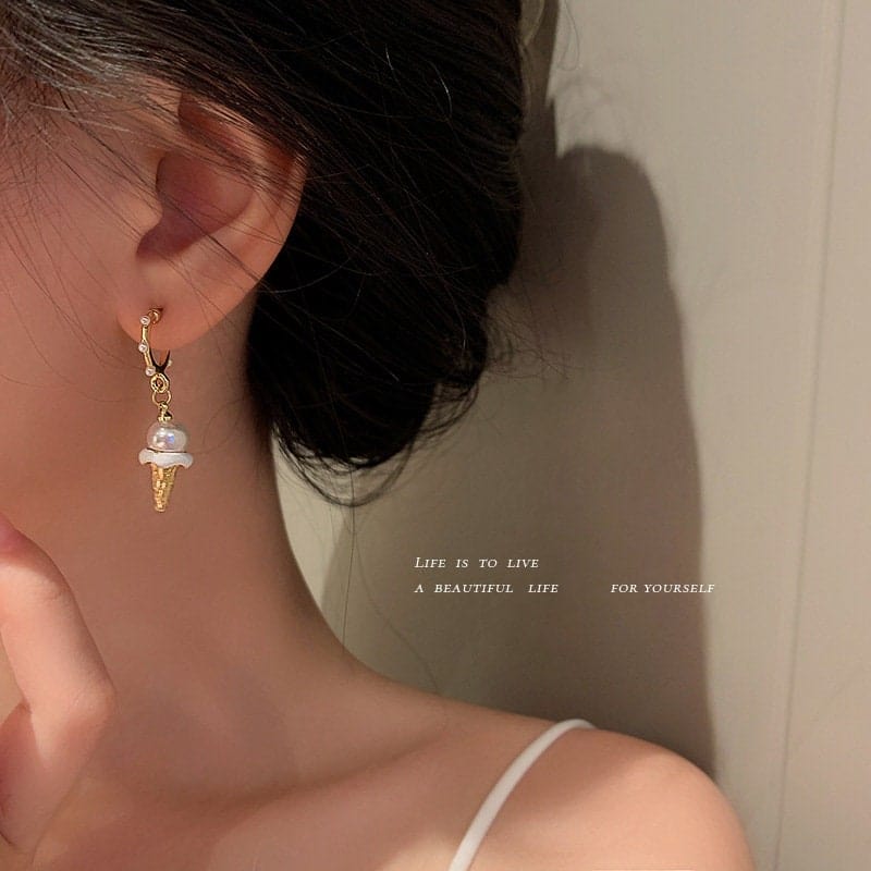 Chic Dangling Ice Cream Pearl Earrings - ArtGalleryZen