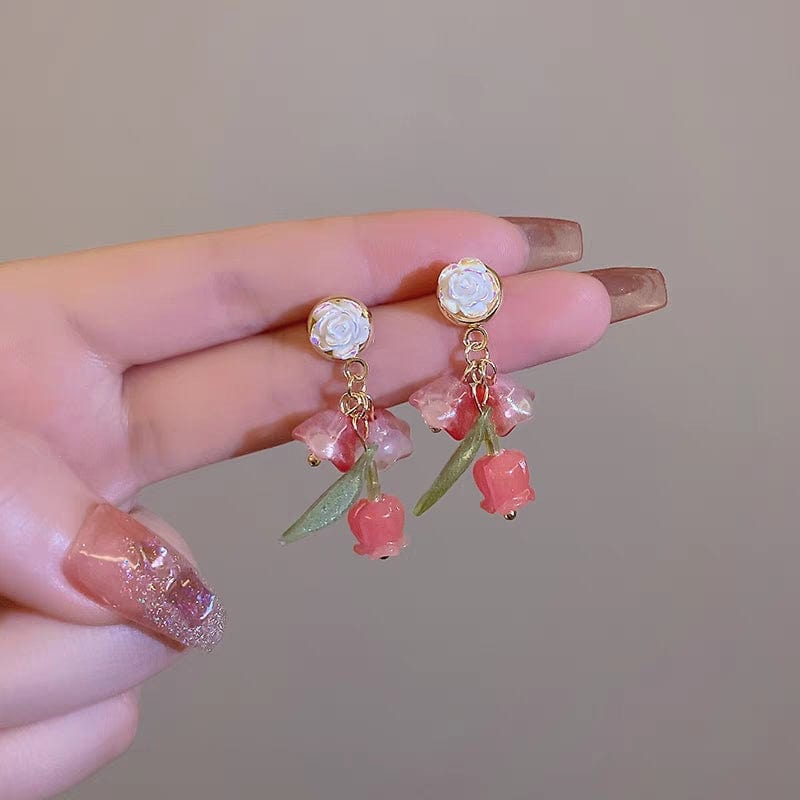 Chic Dangling Rose Earrings - ArtGalleryZen