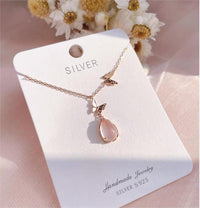 Thumbnail for Chic Duo Enamel Butterfly Opal Pendant Necklace - ArtGalleryZen