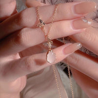 Thumbnail for Chic Duo Enamel Butterfly Opal Pendant Necklace - ArtGalleryZen