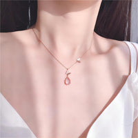 Thumbnail for Chic Duo Enamel Butterfly Opal Pendant Necklace - ArtGalleryZen