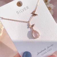 Thumbnail for Chic Duo Enamel Butterfly Opal Pendant Necklace - ArtGalleryZen