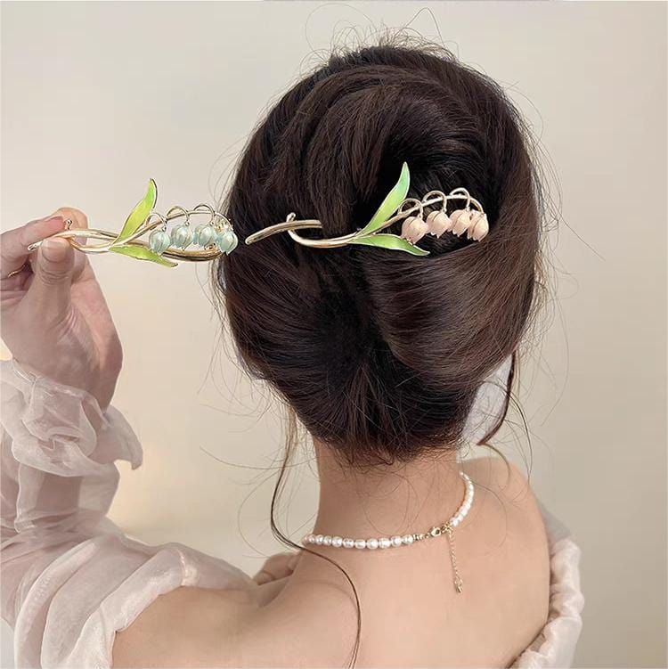 Chic Enamel Bellflower Hair Twist Clip - ArtGalleryZen