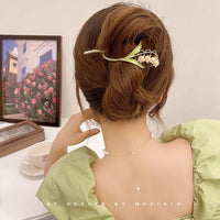 Thumbnail for Chic Enamel Bellflower Hair Twist Clip - ArtGalleryZen