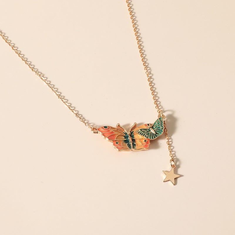 Chic Enamel Butterfly Necklace Bracelet Ring Set - ArtGalleryZen