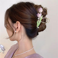 Thumbnail for Chic Enamel Duo Tulip Chignon Claw Clip Hair Claw - ArtGalleryZen