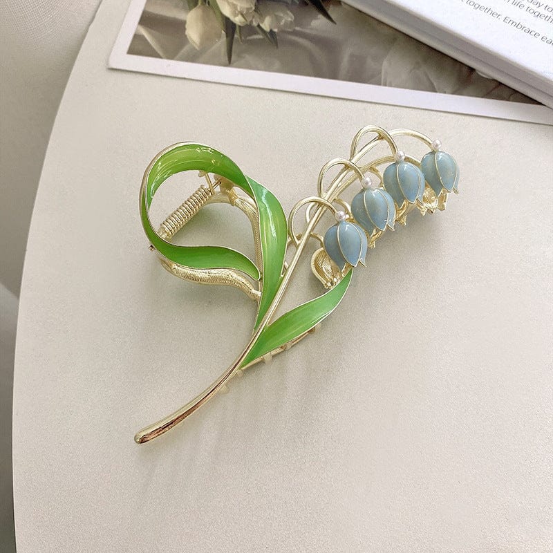 Chic Enamel Lily Of The Valley Chignon Claw Clip Hair Clip - ArtGalleryZen