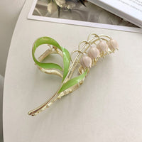 Thumbnail for Chic Enamel Lily Of The Valley Chignon Claw Clip Hair Clip - ArtGalleryZen