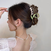 Thumbnail for Chic Enamel Lily Of The Valley Chignon Claw Clip Hair Clip - ArtGalleryZen