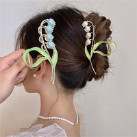 Thumbnail for Chic Enamel Lily Of The Valley Chignon Claw Clip Hair Clip - ArtGalleryZen