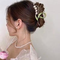 Thumbnail for Chic Enamel Lily Of The Valley Chignon Claw Clip Hair Clip - ArtGalleryZen
