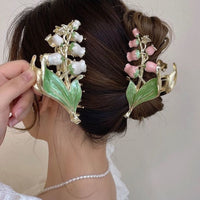 Thumbnail for Chic Enamel Lily Of The Valley Hair Claw Clip - ArtGalleryZen