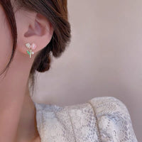 Thumbnail for Chic Enamel Pearl Charm Tulip Earrings - ArtGalleryZen