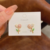 Thumbnail for Chic Enamel Pearl Charm Tulip Earrings - ArtGalleryZen