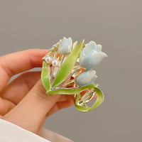 Thumbnail for Chic Enamel Pearl Charm Tulip High Ponytail Hair Claw - ArtGalleryZen