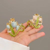 Thumbnail for Chic Enamel Pearl Charm Tulip High Ponytail Hair Claw - ArtGalleryZen