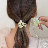 Thumbnail for Chic Enamel Pearl Charm Tulip High Ponytail Hair Claw - ArtGalleryZen