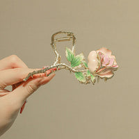 Thumbnail for Chic Enamel Pink Rose Chignon Claw Clip Hair Clip - ArtGalleryZen