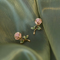 Thumbnail for Chic Enamel Pink Rose Earrings - ArtGalleryZen