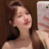 Thumbnail for Chic Enamel Pink Rose Earrings - ArtGalleryZen