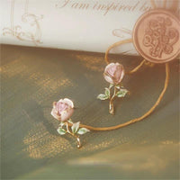 Thumbnail for Chic Enamel Pink Rose Earrings - ArtGalleryZen