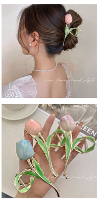 Thumbnail for Chic Enamel Tulip Chignon Claw Clip Hair Clip - ArtGalleryZen
