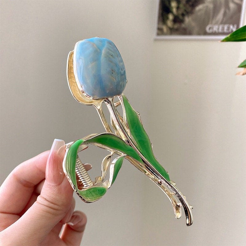 Chic Enamel Tulip Chignon Claw Clip Hair Clip - ArtGalleryZen