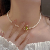 Thumbnail for Chic Enamel Tulip Pearl Chain Choker Necklace Bracelet Set - ArtGalleryZen