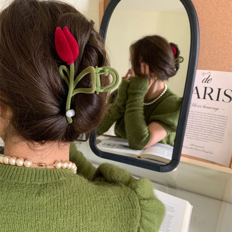 Chic Flocking Tulip Chignon Claw Clip Hair Clip - ArtGalleryZen