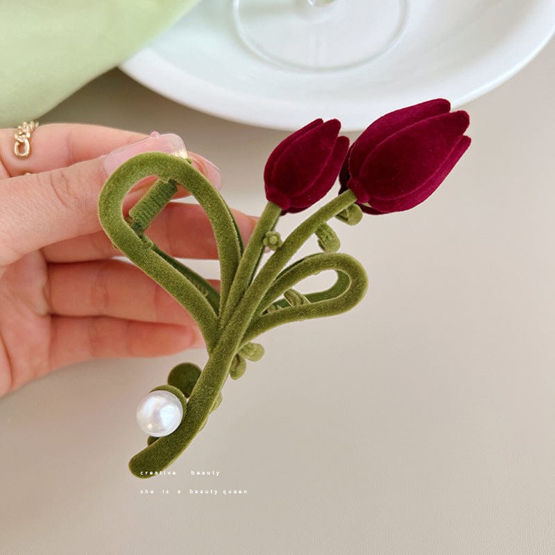 Chic Flocking Tulip Chignon Claw Clip Hair Clip - ArtGalleryZen