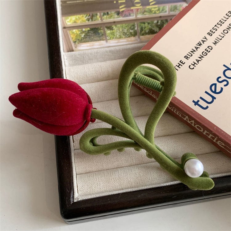 Chic Flocking Tulip Chignon Claw Clip Hair Clip - ArtGalleryZen