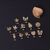 Thumbnail for Chic Gold Silver Plated CZ Inlaid Stainless Steel Nose Piercing Nose Stud - ArtGalleryZen