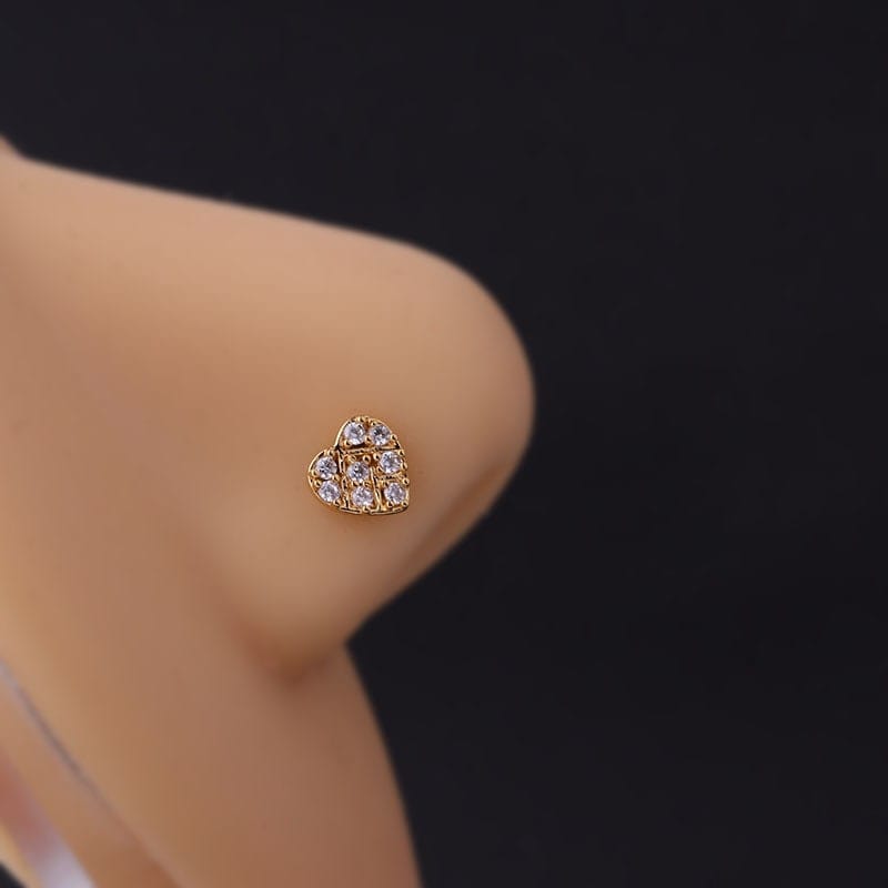 Chic Gold Silver Plated CZ Inlaid Stainless Steel Nose Piercing Nose Stud - ArtGalleryZen