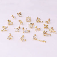 Thumbnail for Chic Gold Silver Tone CZ Inlaid Helix Piercing Stud Earring - ArtGalleryZen