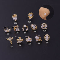 Thumbnail for Chic Gold Silver Tone CZ Inlaid Stainless Steel Nose Piercing Nose Stud - ArtGalleryZen