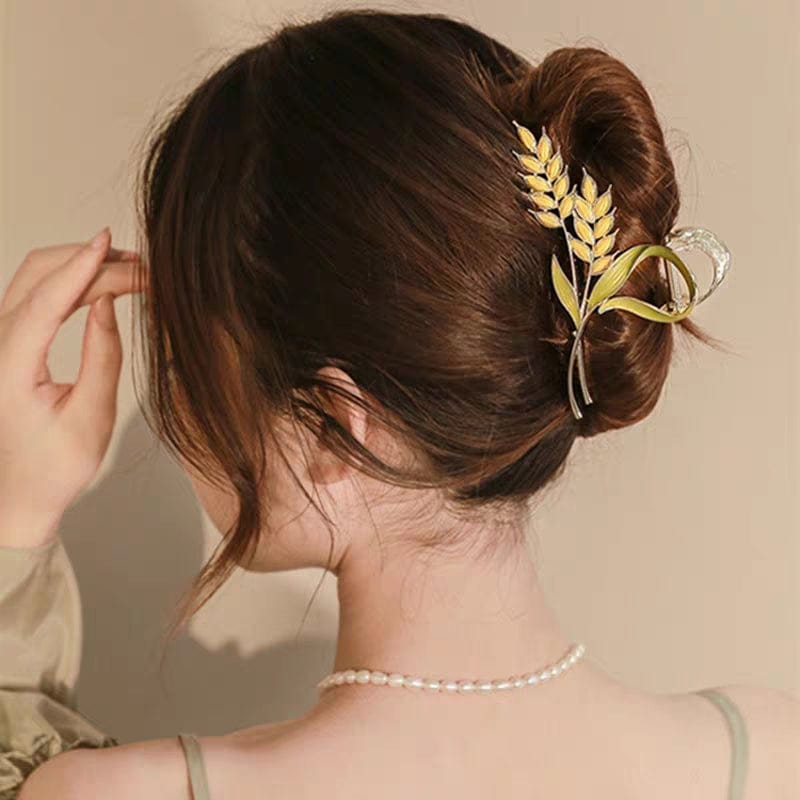 Chic Golden Ears Of Wheat Chignon Claw Clip Hair Clip - ArtGalleryZen