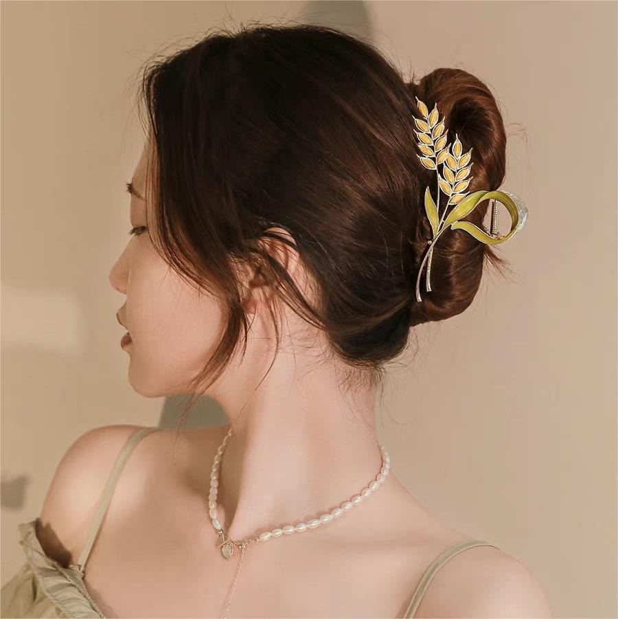 Chic Golden Ears Of Wheat Chignon Claw Clip Hair Clip - ArtGalleryZen