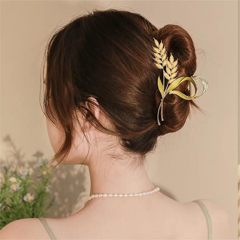 Chic Golden Ears Of Wheat Chignon Claw Clip Hair Clip - ArtGalleryZen