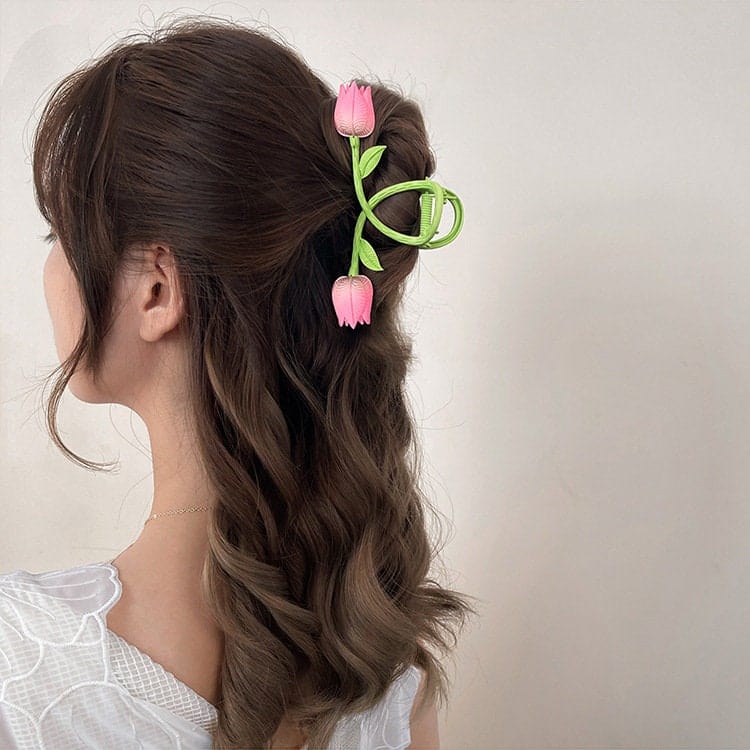 Chic Handmade Colorful Enamel Tulip Chignon Claw Clip Hair Clip - ArtGalleryZen
