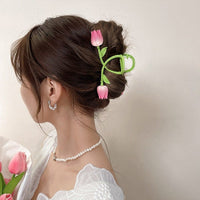 Thumbnail for Chic Handmade Colorful Enamel Tulip Chignon Claw Clip Hair Clip - ArtGalleryZen