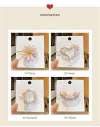 Thumbnail for Chic Handmade CZ Inlaid Pink Floral Moon Heart Hair Clip - ArtGalleryZen